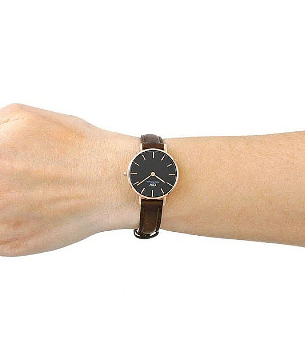  Shop Authentic Daniel Wellington Classic Petite Bristol Black Dial Brown Leather Strap Watch For Women - DW00100221 - Luxxuri