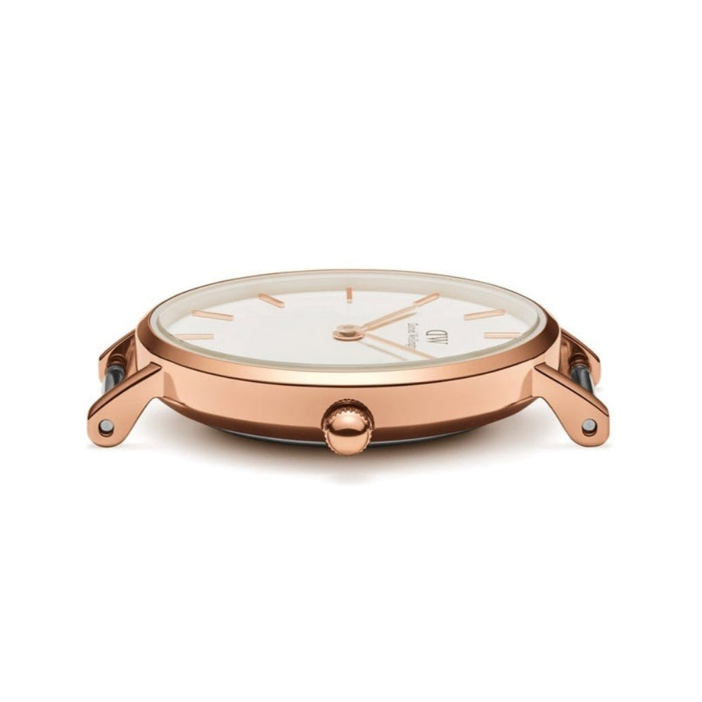  Shop Authentic Daniel Wellington Classic Petite Dover White Dial White Nylon Strap Watch For Women - DW00100313 - Luxxuri