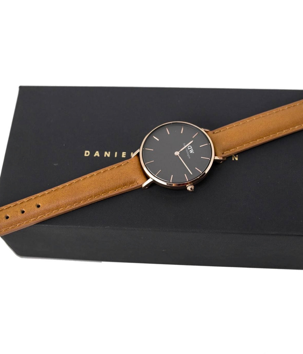  Shop Authentic Daniel Wellington Classic Petite Durham Black Dial Brown Leather Strap Watch For Women - DW00100166 - Luxxuri