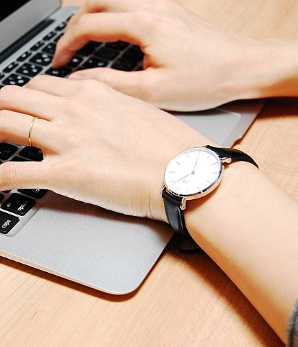  Shop Authentic Daniel Wellington Classic Petite Sheffield White Dial Black Leather Strap Watch For Women - DW00100186 - Luxxuri