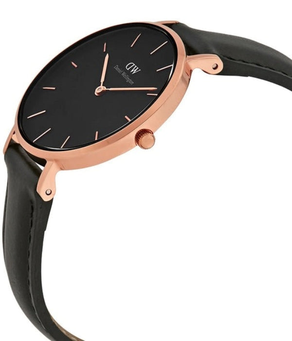  Shop Authentic Daniel Wellington Classic Petite Sheffield Black Dial Black Leather Strap Watch For Women - DW00100224 - Luxxuri
