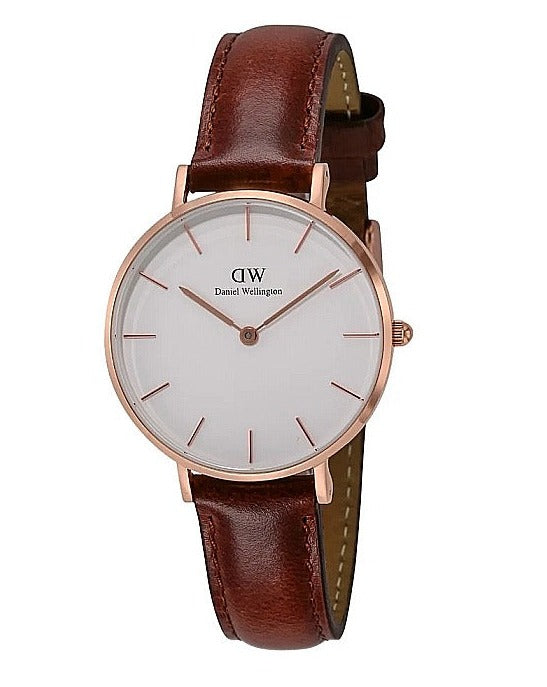  Shop Authentic Daniel Wellington Classic Petite York White Dial Brown Leather Strap Watch For Women - DW00100176 - Luxxuri