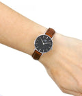  Shop Authentic Daniel Wellington Classic Petite St Mawes Black Dial Brown Leather Strap Watch For Women - DW00100237 - Luxxuri