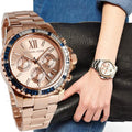  Shop Authentic Michael Kors Everest Chronograph Rose Gold Dial Rose Gold Steel Strap Watch For Women - MK5755 - Luxxuri