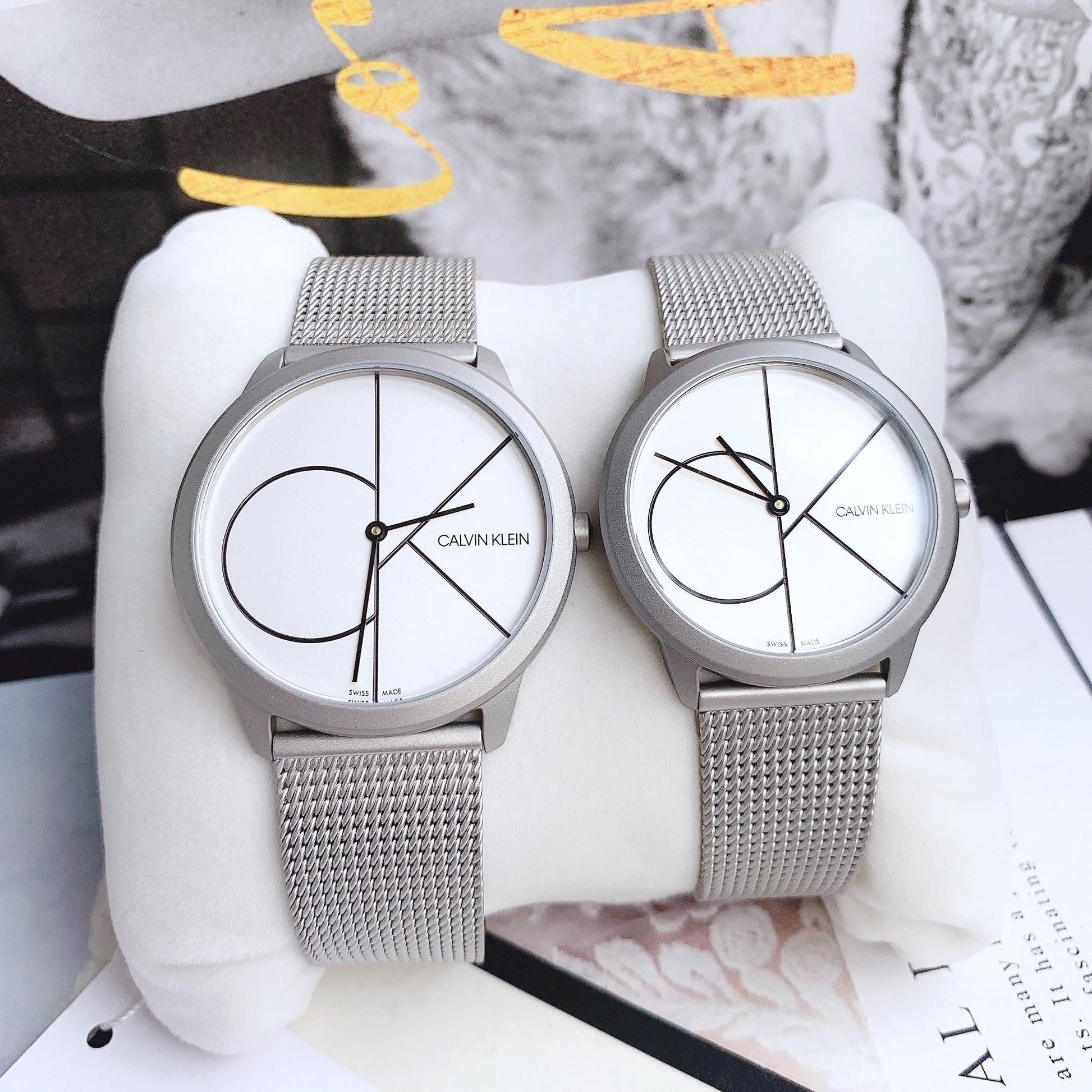  Shop Authentic Calvin Klein Minimal White Dial Silver Mesh Bracelet Watch for Men - K3M5115X - Luxxuri