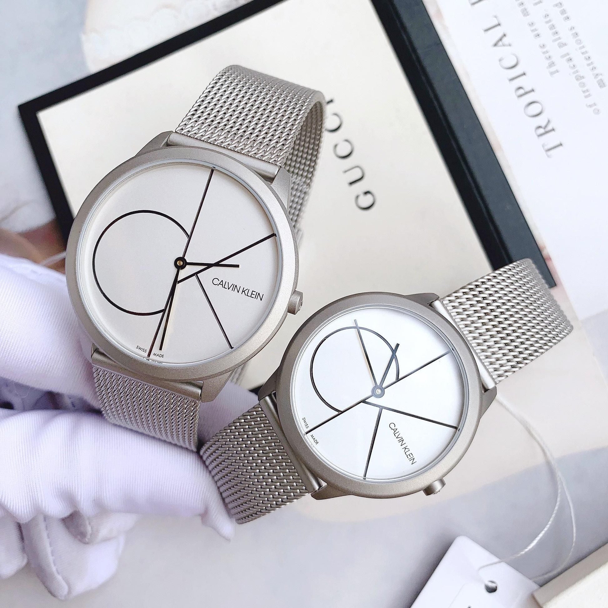  Shop Authentic Calvin Klein Minimal White Dial Silver Mesh Bracelet Watch for Men - K3M5115X - Luxxuri