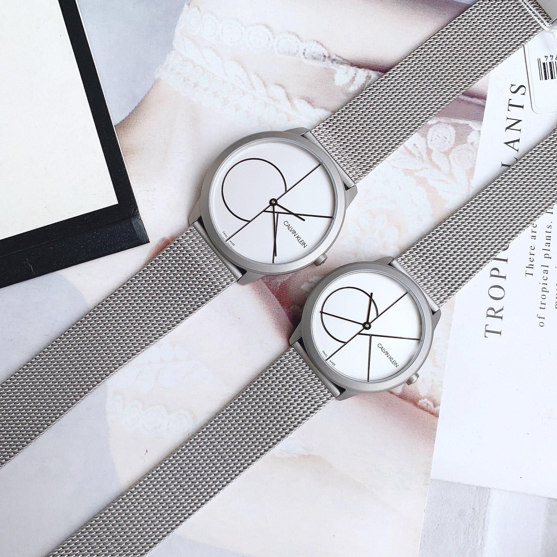  Shop Authentic Calvin Klein Minimal White Dial Silver Mesh Bracelet Watch for Women - K3M5215X - Luxxuri
