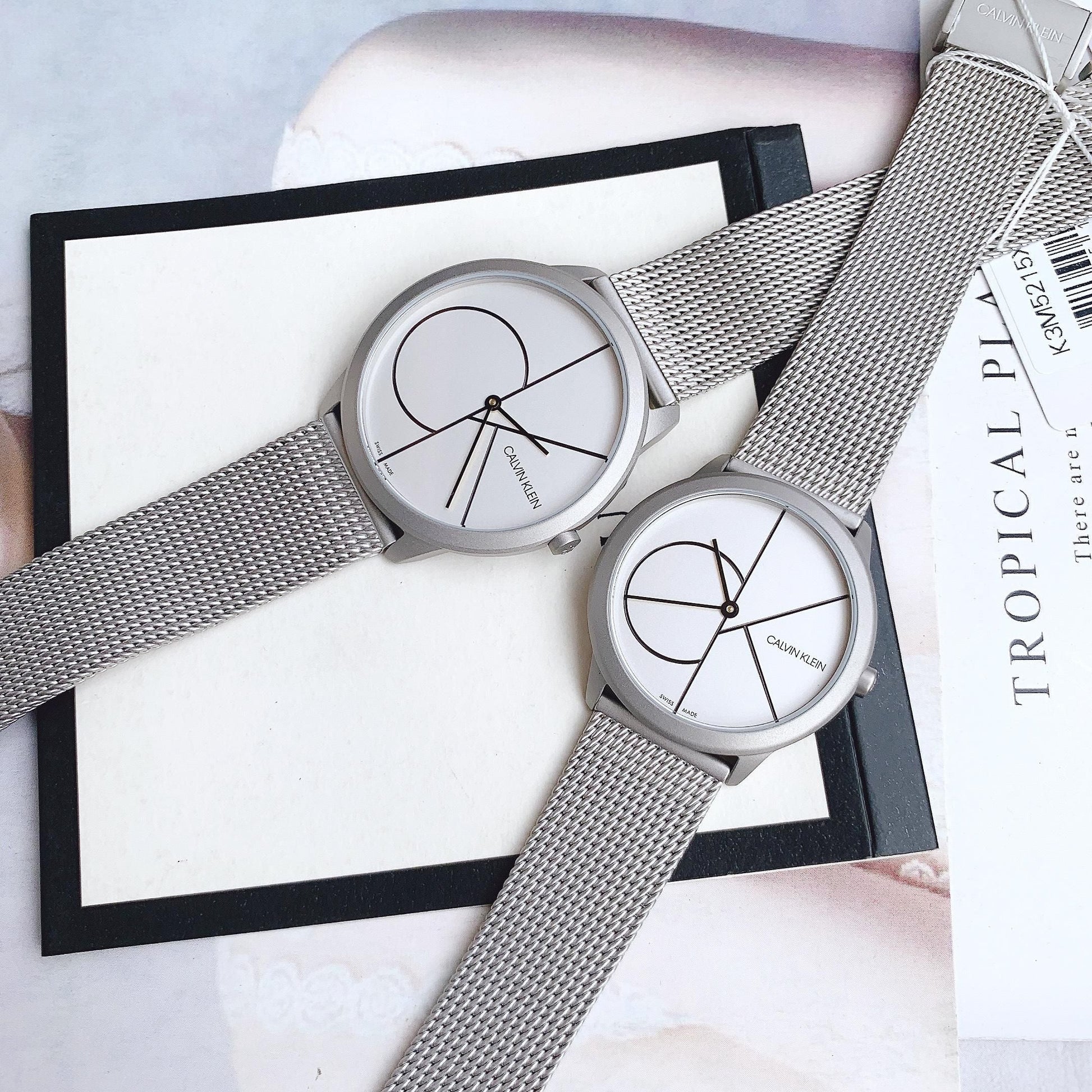  Shop Authentic Calvin Klein Minimal White Dial Silver Mesh Bracelet Watch for Men - K3M5115X - Luxxuri