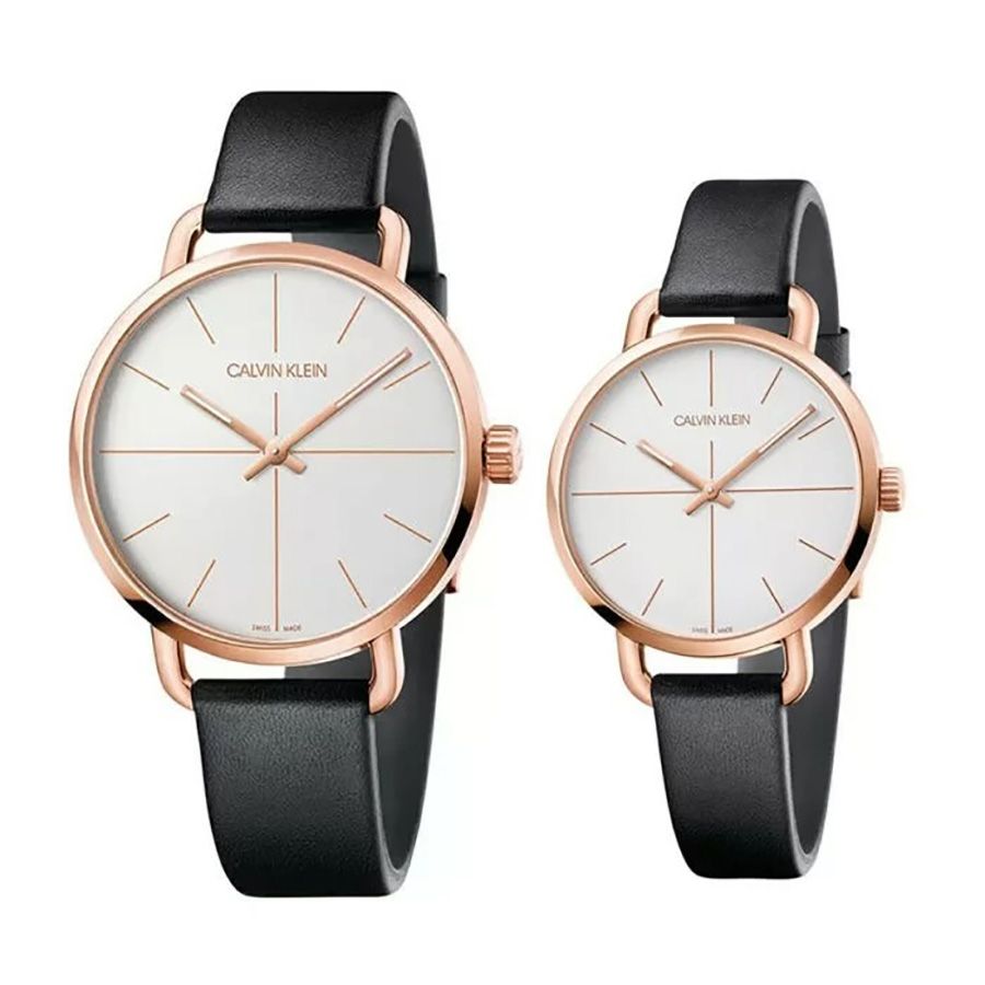  Shop Authentic Calvin Klein Even White Dial Black Leather Strap Watch for Women - K7B216C6 - Luxxuri