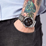  Shop Authentic Emporio Armani Franco Black Dial Silver Steel Strap Watch For Men - AR0373 - Luxxuri
