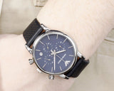  Shop Authentic Emporio Armani Luigi Chronograph Blue Dial Black Leather Strap Watch For Men - AR1736 - Luxxuri