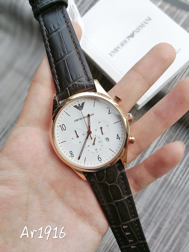  Shop Authentic Emporio Armani Beta Chronograph White Dial Brown Leather Strap Watch For Men - AR1916 - Luxxuri