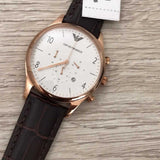  Shop Authentic Emporio Armani Beta Chronograph White Dial Brown Leather Strap Watch For Men - AR1916 - Luxxuri