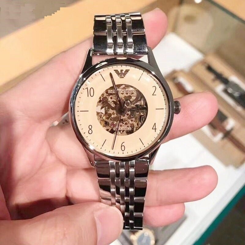  Shop Authentic Emporio Armani Meccanico Multicolor Dial Silver Steel Strap Watch For Men - AR1922 - Luxxuri