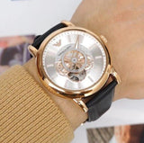  Shop Authentic Emporio Armani Luigi Automatic Silver Dial Black Leather Strap Watch For Men - AR60013 - Luxxuri