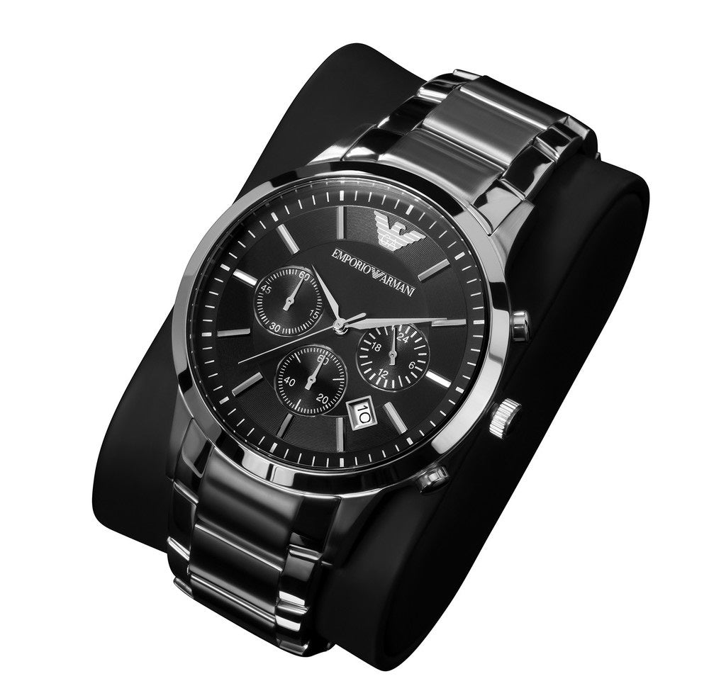  Shop Authentic Emporio Armani Classic Chronograph Black Dial Black Stainless Steel Strap Watch For Men - AR2453 - Luxxuri