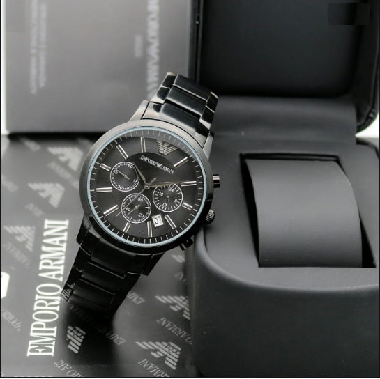  Shop Authentic Emporio Armani Classic Chronograph Black Dial Black Stainless Steel Strap Watch For Men - AR2453 - Luxxuri