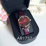  Shop Authentic Emporio Armani Gianni T Bar Burgundy Dial Burgundy Leather Strap Watch For Women - AR1757 - Luxxuri
