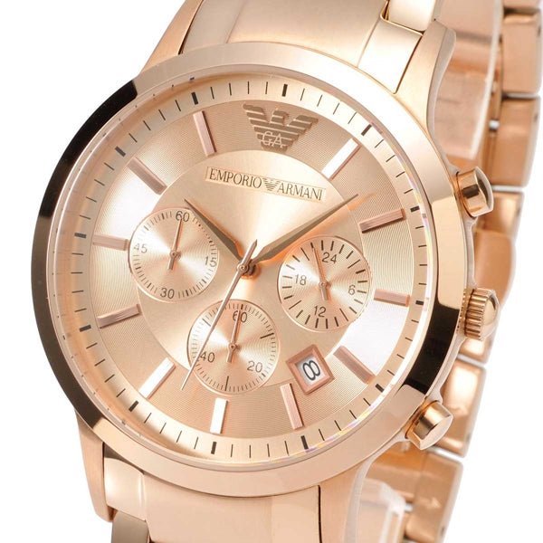  Shop Authentic Emporio Armani Classic Rose Gold Chronograph Steel Strap Watch For Men - AR2452 - Luxxuri