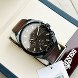  Shop Authentic Fossil Everett Chronograph Black Dial Brown Leather Strap Watch for Men - FS5798 - Luxxuri