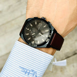  Shop Authentic Fossil Everett Chronograph Black Dial Brown Leather Strap Watch for Men - FS5798 - Luxxuri
