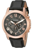  Shop Authentic Fossil Grant Chronograph Grey Dial Black Leather Strap Watch for Men - FS5085 - Luxxuri