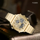  Shop Authentic Fossil Retro Analog-Digital Gold Dial Gold Steel Strap Watch for Men - FS5889 - Luxxuri