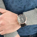  Shop Authentic Fossil Twist Multi-Function Chronograph Black Dial Black Leather Strap Watch for Men - ME1099 - Luxxuri