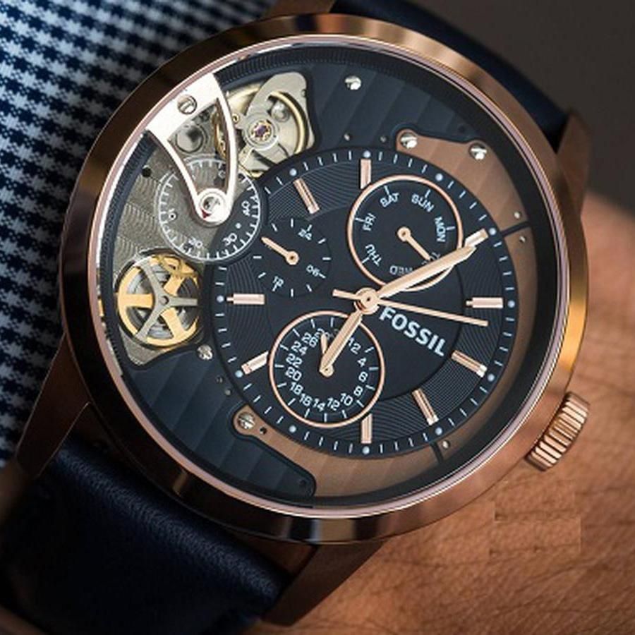  Shop Authentic Fossil Townsman Twist Skeleton Blue Dial Blue Leather Strap Watch for Men -  ME1138 - Luxxuri