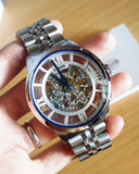  Shop Authentic Fossil Townsman Automatic Skeleton Silver Dial Silver Steel Strap Watch for Men - ME3044 - Luxxuri