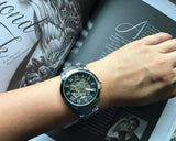  Shop Authentic Fossil Grant Automatic Skeleton Black Dial Silver Steel Strap Watch for Men - ME3103 - Luxxuri