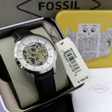  Shop Authentic Fossil Townsman Automatic Skeleton White Dial Black Leather Strap Watch for Men - ME3085 - Luxxuri