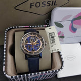  Shop Authentic Fossil Boyfriend Skeleton Blue Dial Blue Leather Strap Watch for Women - ME3136 - Luxxuri