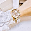  Shop Authentic Michael Kors Ritz Chronograph Rose Dial Two Tone Steel Strap Watch for Women - MK6475 - Luxxuri