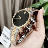  Shop Authentic Movado Museum Classic Diamonds Black Dial Two Tone Steel Strap Watch for Men - 0607202 - Luxxuri