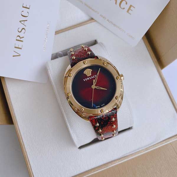  Shop Authentic Versace Shadov Quartz Red Dial Red Leather Strap Watch for Women - VEBM00918 - Luxxuri