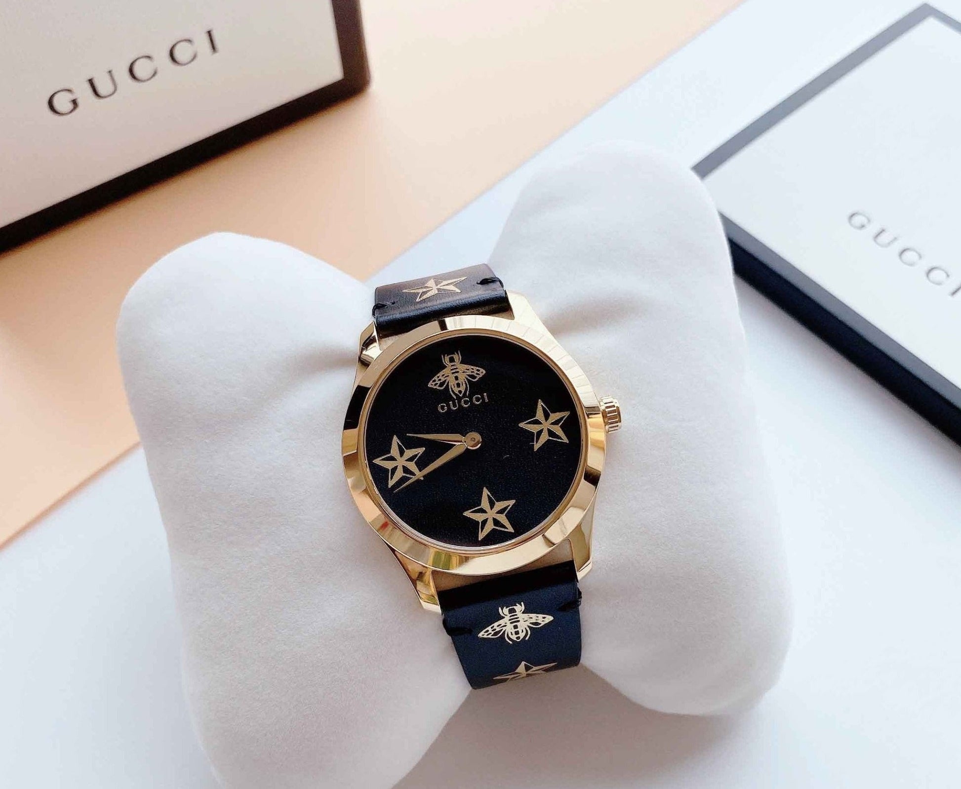  Shop Authentic Gucci G-Timeless Black Dial Black Leather Strap Watch For Women - YA1264055 - Luxxuri