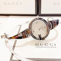  Shop Authentic Gucci Guccissima Diamonds Mother of Pearl Dial Silver Steel Strap Watch For Women - YA134303 - Luxxuri
