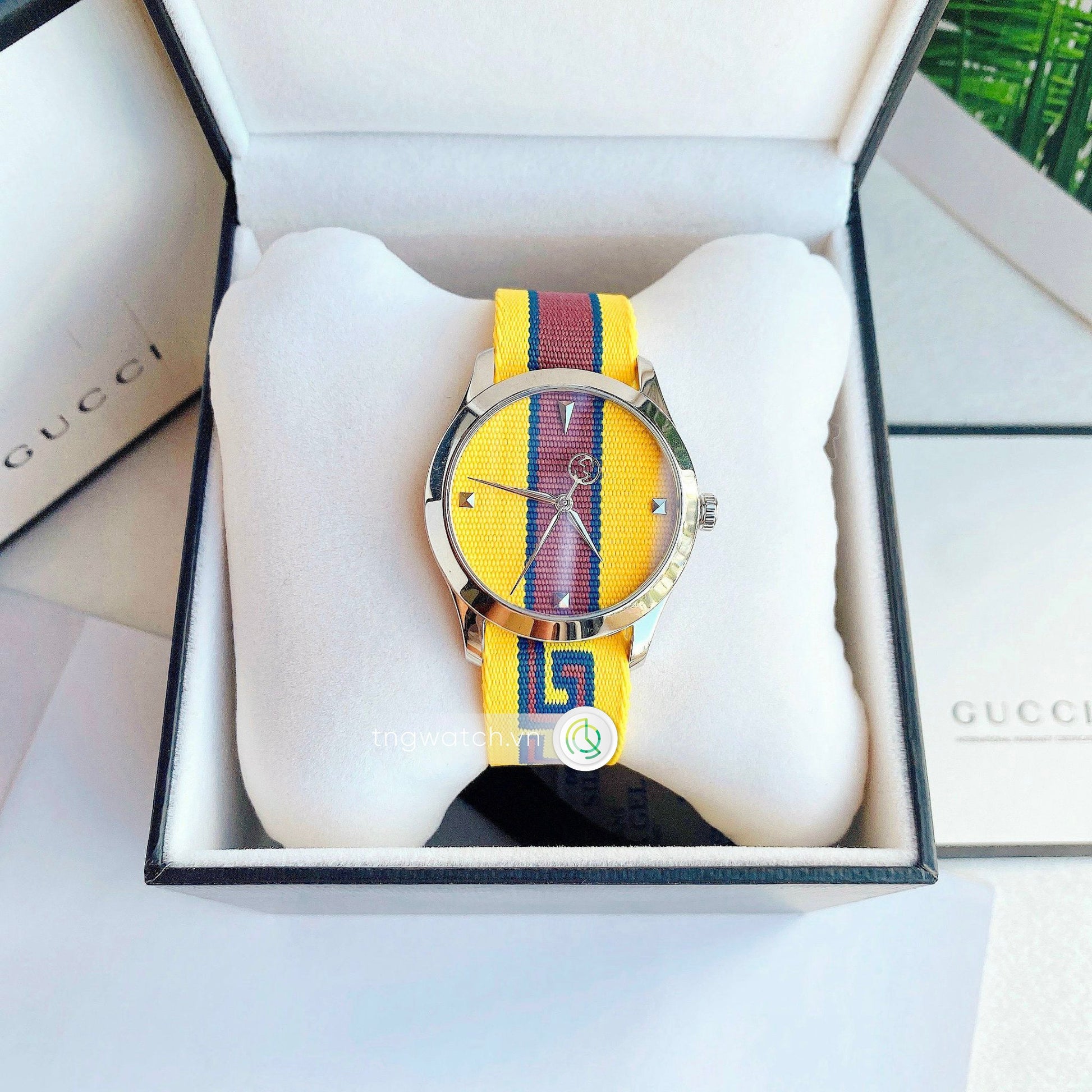 Shop Authentic Gucci G Timeless Quartz Yellow & Purple Dial Yellow & Purple NATO Strap Watch For Men - YA1264069 - Luxxuri