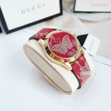 Shop Authentic Gucci G Timeless Quartz Red Dial Red Leather Strap Watch For Women - YA1264054 - Luxxuri