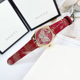  Shop Authentic Gucci G Timeless Quartz Red Dial Red Leather Strap Watch For Women - YA1264054 - Luxxuri