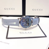  Shop Authentic Gucci G Timeless Quartz Mother of Pearl Dial Blue Leather Strap Watch For Women - YA1264124 - Luxxuri