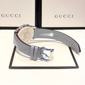  Shop Authentic Gucci G Timeless Quartz Mother of Pearl Dial Blue Leather Strap Watch For Women - YA1264124 - Luxxuri