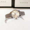  Shop Authentic Gucci G Timeless Quartz Silver Dial Silver Steel Strap Watch For Women - YA1265019 - Luxxuri