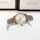  Shop Authentic Gucci G Timeless Quartz Silver Dial Silver Steel Strap Watch For Women - YA1265019 - Luxxuri