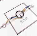  Shop Authentic Gucci Guccissima Diamonds Mother of Pearl Dial Silver Steel Strap Watch For Women - YA134303 - Luxxuri