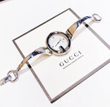  Shop Authentic Gucci Guccissima Diamonds Mother of Pearl Dial Silver Steel Strap Watch For Women - YA134303 - Luxxuri