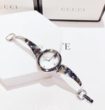  Shop Authentic Gucci Guccissima Diamonds Mother of Pearl Dial Silver Steel Strap Watch For Women - YA134303 - Luxxuri
