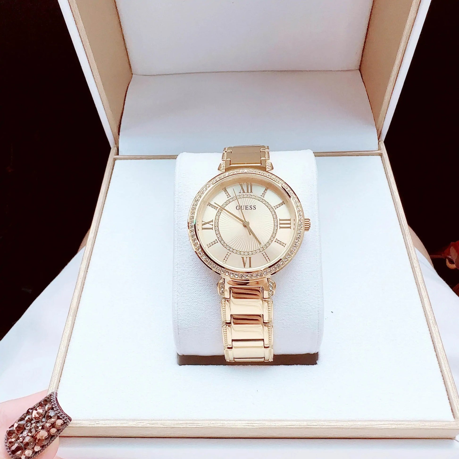  Shop Authentic Guess Montage Quartz Gold Dial Gold Steel Strap Watch For Women - GW0588L1 - Luxxuri