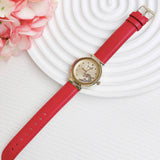  Shop Authentic Guess Trend Dragon Gold Dial Red Leather Strap Watch For Women - GW0646L1 - Luxxuri